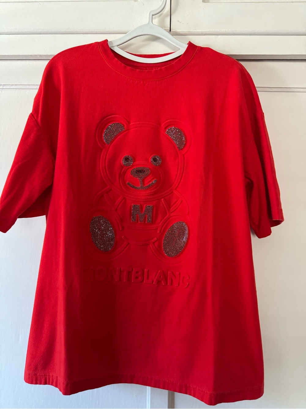 Montblanc Teddy Bear Crystal Rhinestone Embellished Cotton Sweatshirt Top Men’s